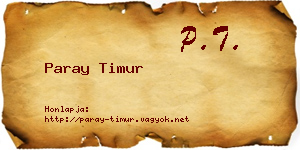 Paray Timur névjegykártya